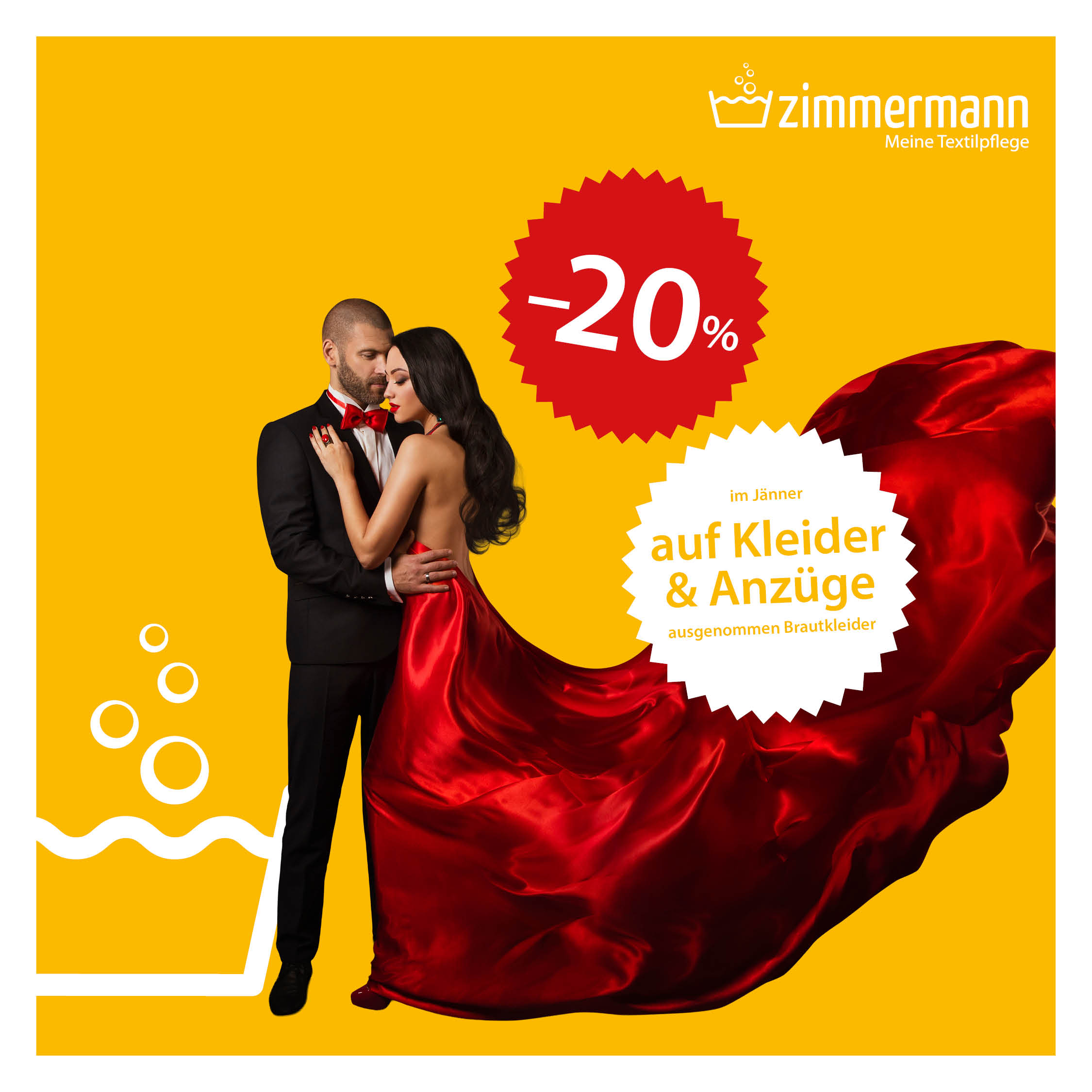 Jänner-Aktion -20% auf die Reinigung von Kleidern & Anzügen, ausgenommen Brautkleider